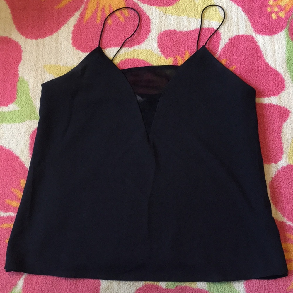 Andree Black mesh cut out tank top
